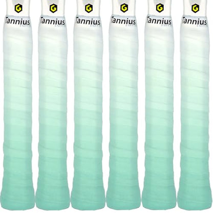 Tacky Tennis Racket Grip Tape, 6 Pack Tennis Grips, Absorbent and Enhanced Tennis Racquet Overgrip Tape（Gradient Color - color: Robin Egg Blue