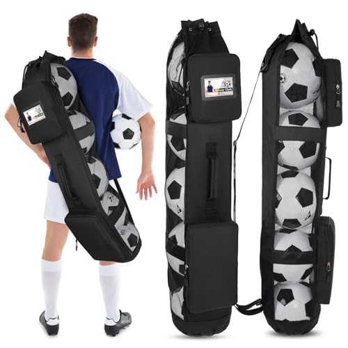 Skureay Basketball Bag for Team Balls, Heavy Duty Basketball Coashes Bag - 5 Basketballs Mesh Bag for Coaching/Basketabll Accessories