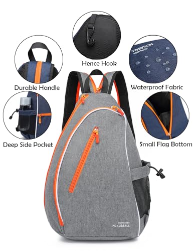 Pickleball Bags for Women Pickleball Paddle Bag Sports Adjustable Sling Bag with Fence Hook Crossbody Backpack Fits to the Courts - color: Gray C