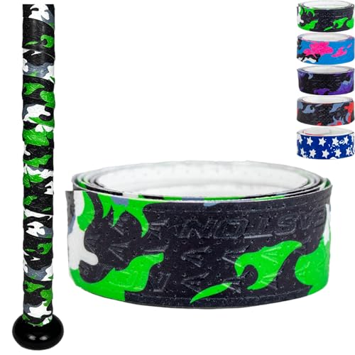 Easton | 1.10mm / 1.80mm FlowTack Bat Grip | Baseball / Softball | Multiple Colors - color: Green & Black Camo, size: 1.80mm | Standard Thickness | All Bats