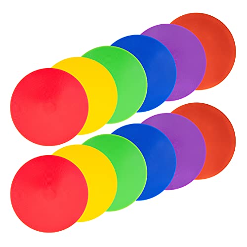 Spot Markers 4.72 Inch 9 Inch Non Slip Rubber Floor Markers Flat Field Cones Poly Dots for Soccer Basketball Sports Speed Agility Training and Drills - style: 9inch 12pcs