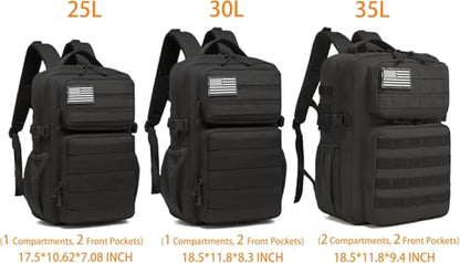 Wotony Military Tactical Backpack for Men Waterproof Daypack 3 Day Assault Pack Molle Bag with Water Bottle Holder - color: Green Leaves, size: 30L