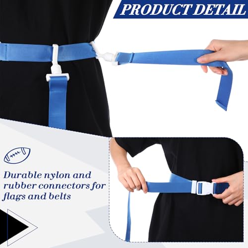 Peryiter 2/12/24/36 Player Flag Football Belt, Adjustable Football Belts and Flags for Kids Youth Adult Sport Team Training - color: Blue