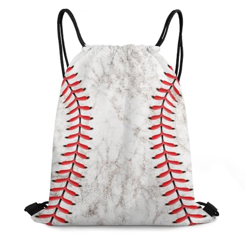 Baseball Drawstring Backpack - Cute Cinch Sack, String Backpacks for Kids Women Men Boys Girls for Gym Outdoor Sports Travel Athletic Drawstring Bag - Lightweight/Foldable