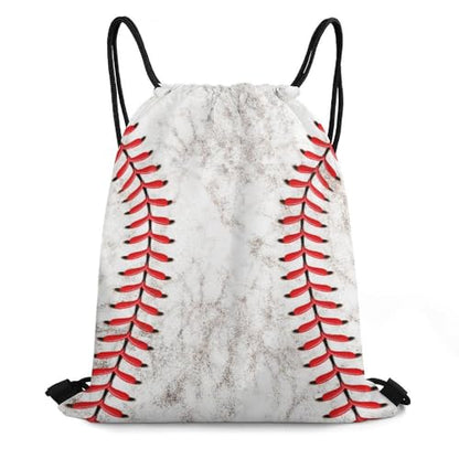 Baseball Drawstring Backpack - Cute Cinch Sack, String Backpacks for Kids Women Men Boys Girls for Gym Outdoor Sports Travel Athletic Drawstring Bag - Lightweight/Foldable