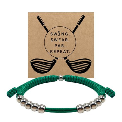 Premium Golf Stainless Steel 10 Bead Score Counter Bracelet, Golf Stroke Count Bracelet, Resizable Easy Adjust Golf Round Scoring Tracker, Durable Stylish Golf Accessory - style: Emerad Green