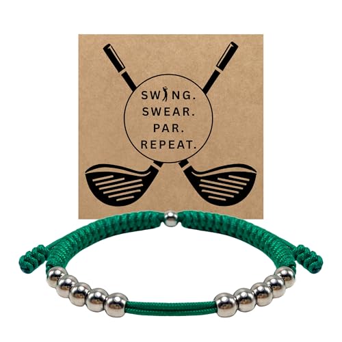 Premium Golf Stainless Steel 10 Bead Score Counter Bracelet, Golf Stroke Count Bracelet, Resizable Easy Adjust Golf Round Scoring Tracker, Durable Stylish Golf Accessory - style: Emerad Green