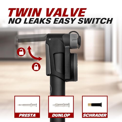 BV Mini Bike Pump Portable Frame Pump, Shock Pump for Bike Shock, Air Ball Pump Inflator with Ball Pump Needles, Mini Pump Fits Presta & Schrader- Smart Valve - style: Mini Pump with Gauge