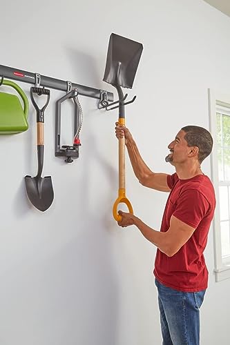 Rubbermaid FastTrack Garage Storage Utility Hooks 5 Piece Black All in One Rail Hook Kit and Tool Organizer Heavy Duty for Home/Garage/Shed/Garden - size: 1 Rail, 4 Hooks