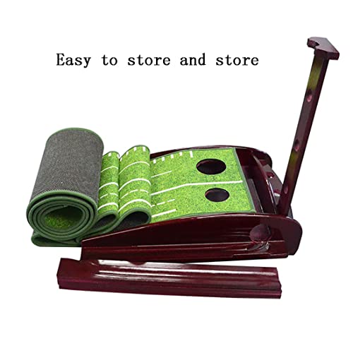 Perfect Golf Putting Mats with Green Ramp Premium Wood Training Aid for Home Office Putting Practice