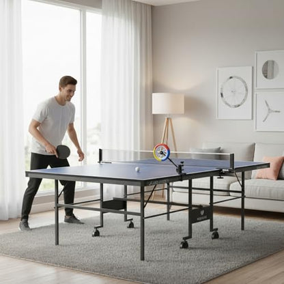 Adjustable Table Tennis Trainer Solo Practice Device with Colourful Spinning Wheel for Topspin & Stroke Training Fits Standard Tables