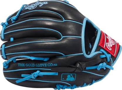 Rawlings | R9 Series Baseball Glove - color: Black / Columbia Blue | Pro I Web, size: 11.5"
