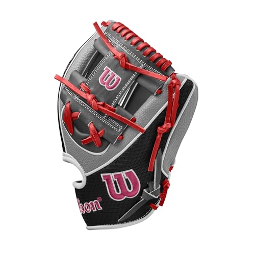 Wilson Spring 2025 A2K® Baseball Gloves - color: Grey/Black/Flamingo, size: Infield - 11.5"