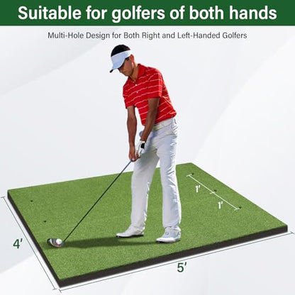 Golf Mat,Elite Golf Hitting Mats Practice Outdoor & Indoor,5x4ft Turf Driving Range Mats for Golf Simulators and Practice with 10 Balls,9 Tees,21|31mm Thickening Domivans - size: Thickness 31 mm
