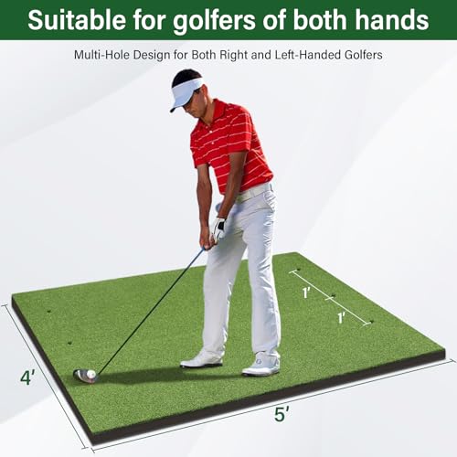 Golf Mat,Elite Golf Hitting Mats Practice Outdoor & Indoor,5x4ft Turf Driving Range Mats for Golf Simulators and Practice with 10 Balls,9 Tees,21|31mm Thickening Domivans - size: Thickness 31 mm
