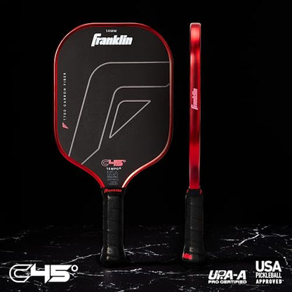 Franklin Sports PRO Pickleball Paddles – C45 Carbon Fiber Series - Official USAP + UPA Approved – Pro Player Design - color: Tempo |Electric Red, size: 14 mm