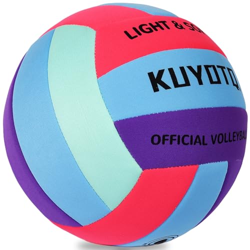 KUYOTQ Soft Indoor Volleyball Lite for Indoor Practice Volley Super Soft and Lite Safe Sport Gear Fabric Volleyball for Kids Youth Women Adult Beginners, Perfect for House Training Games Volley Ball - color: Blue,Pink,Purple