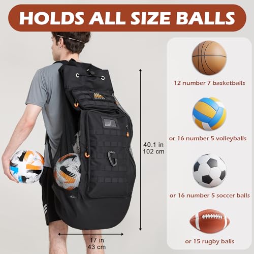 Extra Large Soccer Ball Bag, Heavy Duty Mesh Equipment Ball Bag for Coach, Storage Bag for Basketball, Volleyball, Swimming Gear