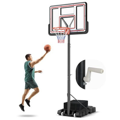 Giantex Portable Basketball Hoop Outdoor - 7.4-10 FT Height Adjustable Basketball Goal System w/ 44 Inch Shatterproof PC Backboard, Fillable Base, Basketball Hoop Indoor for Adults, Backyard, Driveway