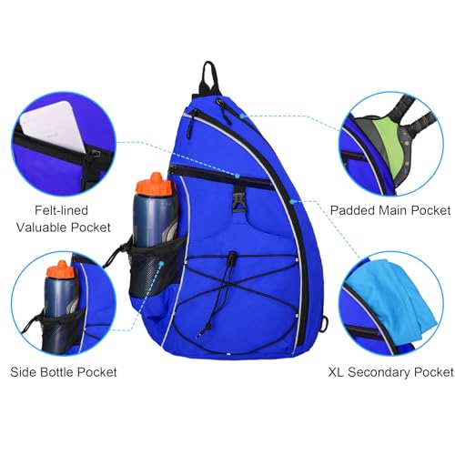 WOLT Pickleball Bag,Crossbody Sling Bags for Women Men,Pickleball Backpack with Fence Hook for Tennis, Racketball - color: Blue