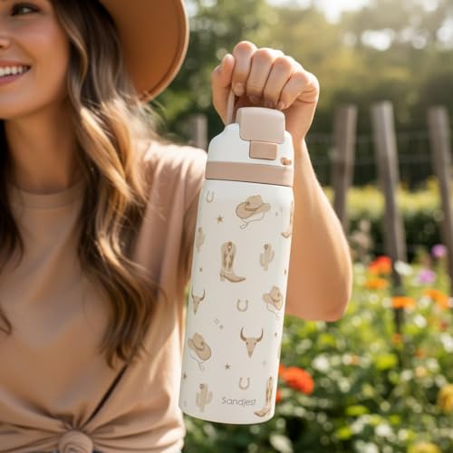 Cowgirl Insulated Stainless Steel Water Bottle with Straw for Sports and Travel, 32oz, Gifts for Women Girls Friends Teens Birthday Christmas - color: Cowgirl