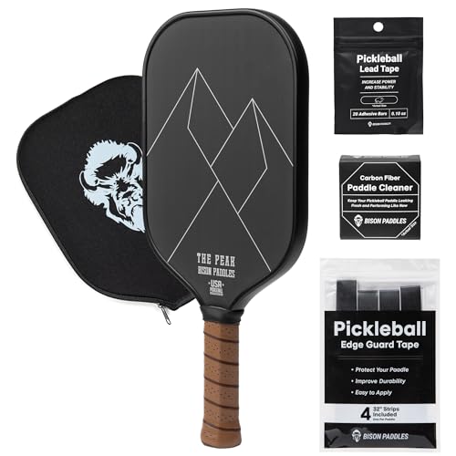 Bison Paddles: Thermoformed Carbon Fiber Pickleball Paddle - Professional Grade Construction for Maximum Spin and Power | Paddle Tuning Kit Included - color: The Peak