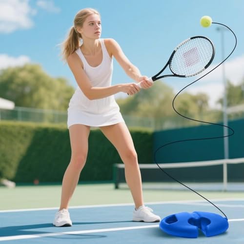 IBHOO Tennis Ball Training Baseboard, Tennis Practice Rebounder, Portable Tennis Trainer for Self Training, Anti Skid Treatment at the Bottom, for Backyard Home - color: Blue
