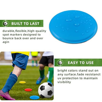 Poly Spot Markers 4inch/9 inch Non-Slip Rubber Agility Markers Flat Field Cones Floor Dots for Football, Soccer, Basketball Training Markers, School Activities, Exercise Drills, Social Distancing