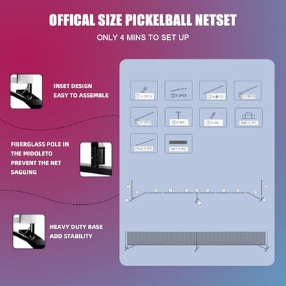 Pickleball Paddles, Pickleball Paddles Set of 2/4, Fiberglass/Carbon Fiber Pickleball Set with Pickleball Balls, Pickleball Bag, Portable Pickleball Net Systerm, Grip Tapes, Pickleball Rackets - style: Pickleball-4P6B Fiberglass Face