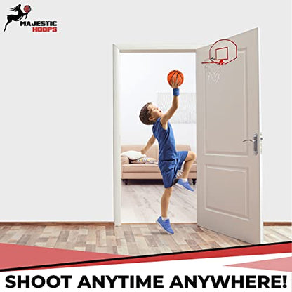 Majestic Hoops Mini Basketball Hoop - Indoor Basketball Hoop - Durable Plastic Basketball Hoop for Kids and Adults - No Assembling - Premium Basketball Game with Ball and Pump