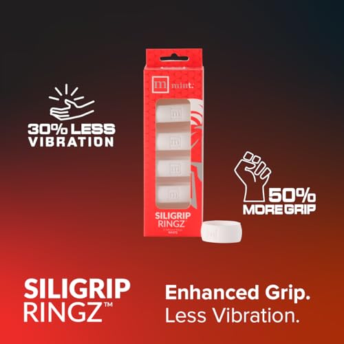 Siligrip Ringz Racket, Non-Slip Silicone Pickleball Paddle Grip Bands, Vibration Dampening Overgrip Alternative for Pickleball, Padel, Tennis, Badminton & Squash, 4 Pack - color: White