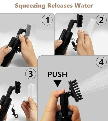 Golf Club Cleaner Brush 2 Pack - 7 Inch Golf Water Brush with 5 Oz Leakproof Bottle, Nylon Bristles & Retractable Hook, Black & White