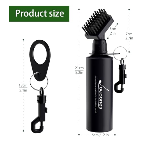 Golf Water Brush with 8oz Squeeze Bottle – Large Capacity Leak-Resistant Club Cleaner, Softer Nylon Bristles & Solid Clip for Bag, Water-Activated Brush &Portable Brush Easy to use.