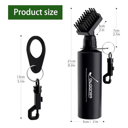 Golf Water Brush with 8oz Squeeze Bottle – Large Capacity Leak-Resistant Club Cleaner, Softer Nylon Bristles & Solid Clip for Bag, Water-Activated Brush &Portable Brush Easy to use.