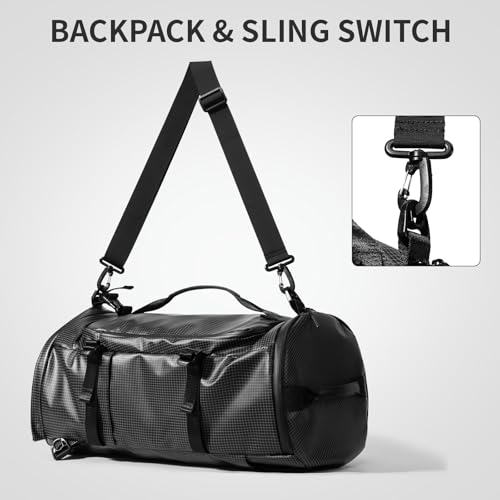 YOUMIAN Gym Duffle Bag 3 IN 1 Travel Backpack 40L Waterproof Shoe Compartment for Men and Women Basketball Soccer Sports Bag (TPU Black Checkered) - color: Tpu Black Checkered