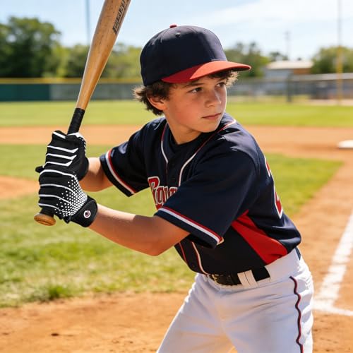 Kids Baseball/Softball Batting Gloves Youth,Super Grip Teeball Gloves for Boys and Girls - size: Youth M/L(6-6.5in)