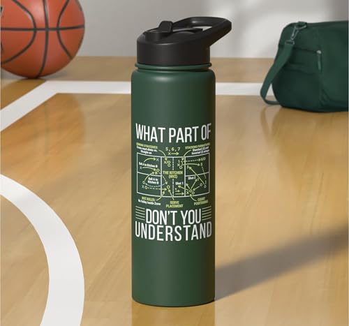 Pickleball Strategy Diagram Funny Sports Stainless Steel Insulated Water Bottle - color: Dark Green
