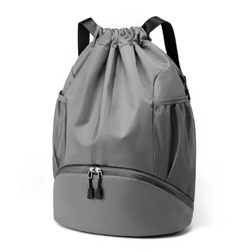 Valleycomfy Sports Drawstring Backpack - Water Resistant String Bag with Shoe Compartment Gym Backpack for Women & Men Dark Grey - color: A-dark Grey