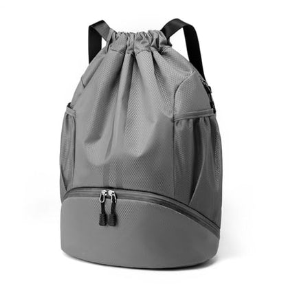 Valleycomfy Sports Drawstring Backpack - Water Resistant String Bag with Shoe Compartment Gym Backpack for Women & Men Dark Grey - color: A-dark Grey