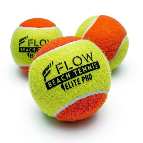 Flow Tennis Beach Balls, ITF Approved - Pack of 3, Low Compression Sand Court Balls