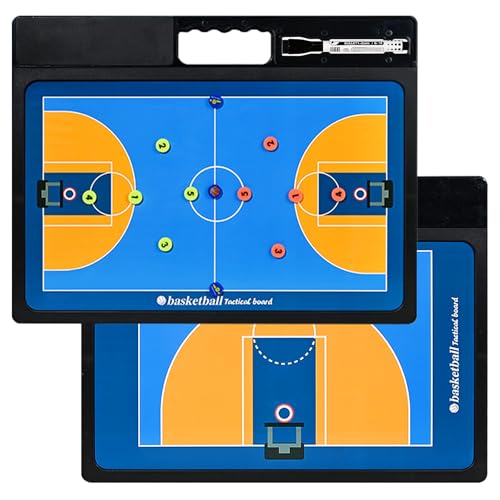 Basketball Coaching Board, Double-Sided Magnetic Tactics Clipboard with Dry Erase Marker, Portable Strategy Board for Coaches Training, Matches and Coach Gifts