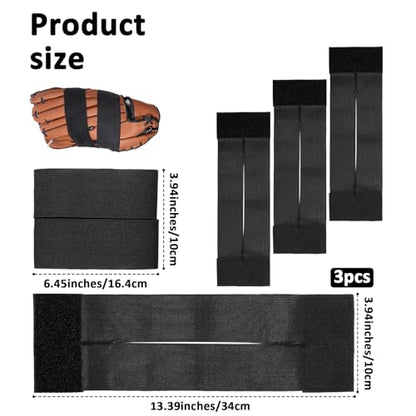 3 Pcs Baseball Glove Strap Softball Glove Wrap, Baseball & Softball Elastic Mitt Gloves Strap Band Keep Pocket Formed Ideal for Quickly Keep The Pocket Formed Fit All Gloves