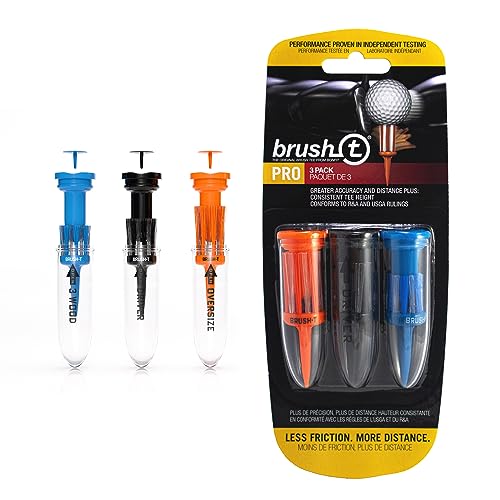 BRUSH-T Premium Plastic Golf Tees, Unbreakable Innovative Design, Consistent Height, Perfect Golf Gift for Men and Women. Golfing Tees, Works with Any Golf Ball - size: Standard