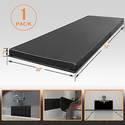 6FT HighGym Wall Paddings Basketball Court Wall Protection Pad - 2”Thick Foam Wall Mat Durable Protector for Wall-Mounted Basketball Hoops Garage Taekwondo(72" L x 20" W) - color: BLACK, style: 1 PACK