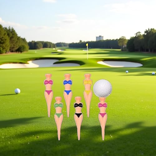 6Pcs/Set Funny Plastic Golf Tees, 76 mm/ 3 Inch Plastic Pin up Golf Tees for Home Golf Training Accessories Golf Tees
