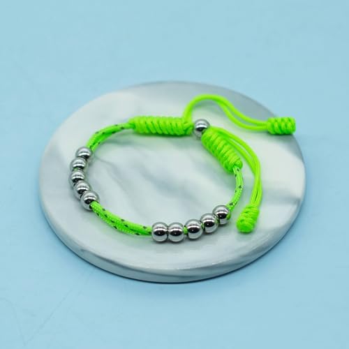 Golf Score Counter Bracelet, 10 Stainless Steel Beads, 2mm Cord Adjustable Golf Stroke Tracking Baseball Swimming Sport Golf Gift for Men and Women - style: Neon