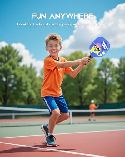 Warping Point Junior Pickleball Paddle – T700 Carbon Fiber Face, Lightweight Polymer Core, Designed for Kids 12 & Under and Teens 13+, Youth-Friendly Grip and Balanced Control - size: 10.5mm