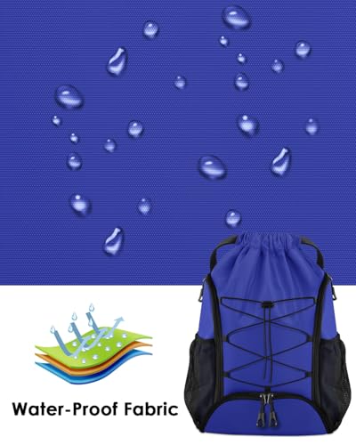 BROTOU Soccer Bags, Football Backpack, Volleyball Bag, Drawstring Soccer Backpack with Ball and Shoe Compartment - color: Blue