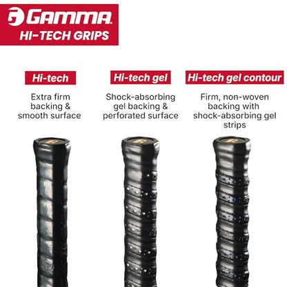 Gamma Hi-Tech Replacement Tennis Grip, High Traction Feel, Maximum Control, Durable Tennis Racquet Grip, Tacky Surface - style: Hi-Tech