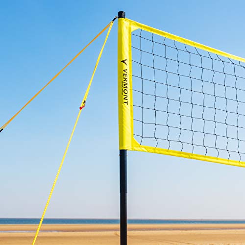 Vermont Portable Volleyball Sets [Beach or Standard] | Volleyball Training Equipment - Volleyball Posts, FIVB Nets, Guy Ropes & Carry Bag | Volleyball Net Outdoor - color: Pro Beach Set